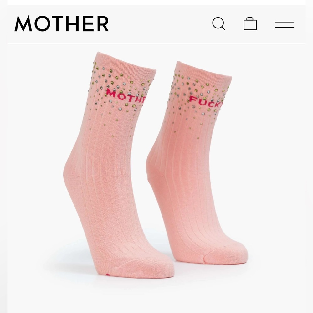 MOTHER Pink Crystal Embellished Socks